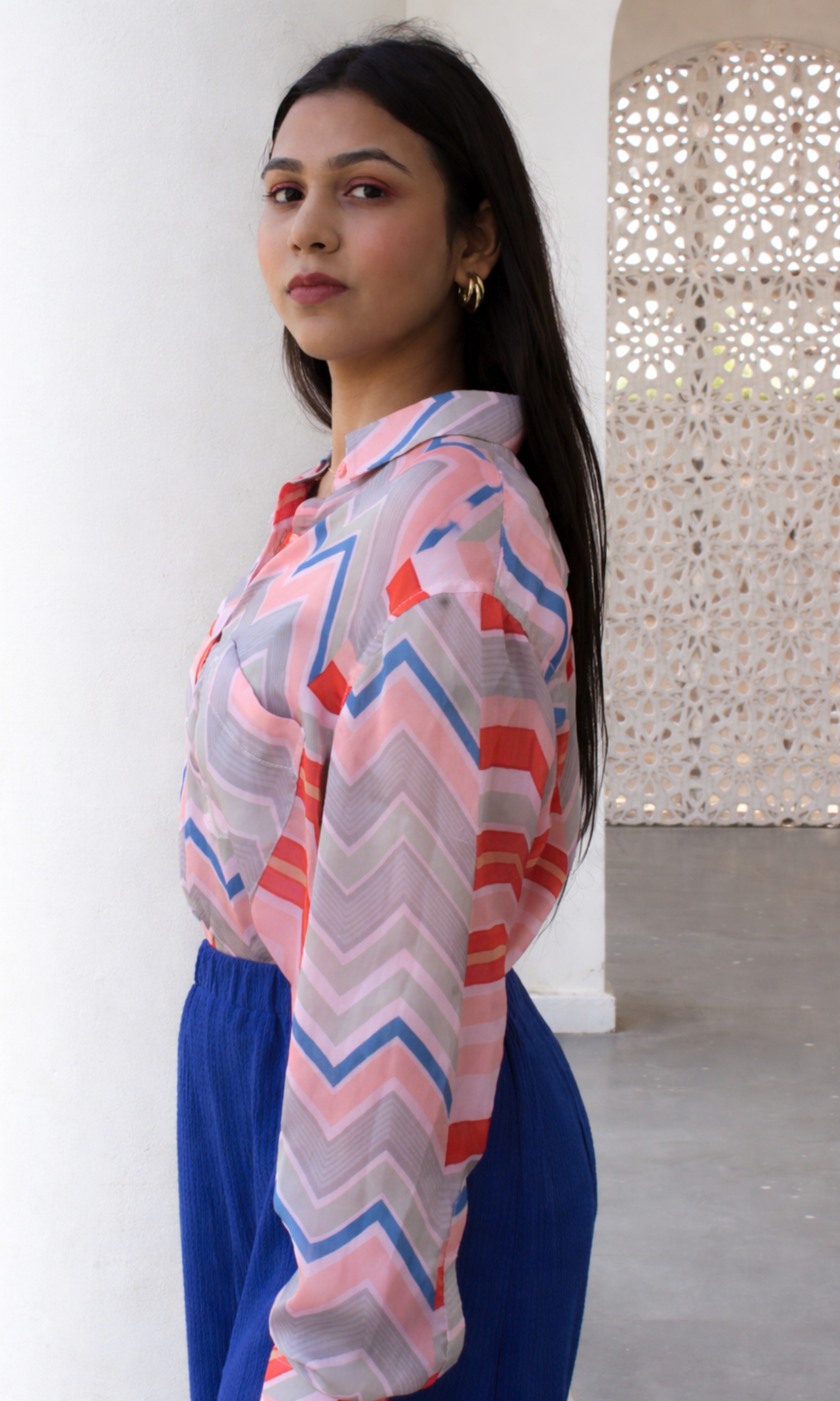 Blush Chevron Printed Shirt