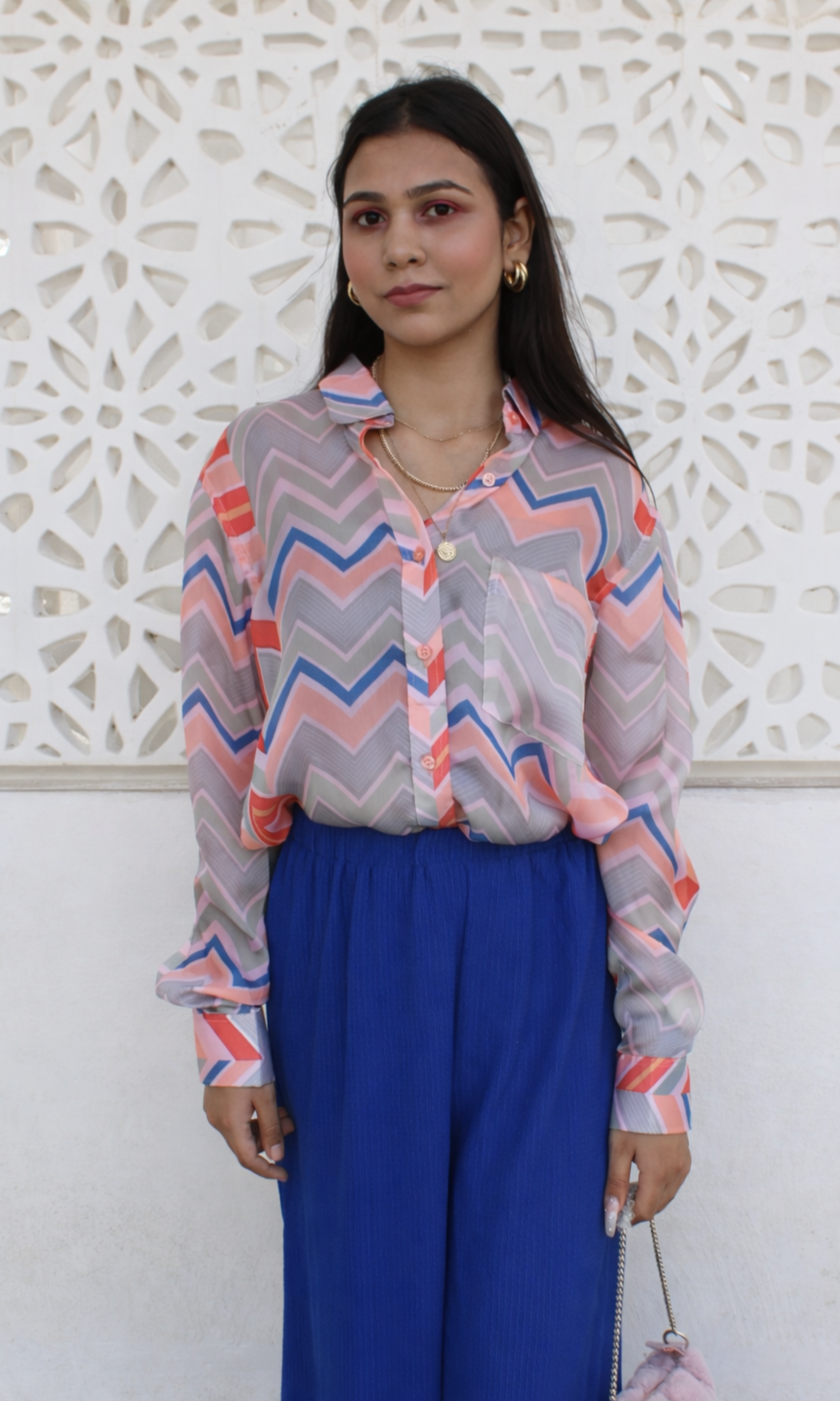 Blush Chevron Printed Shirt