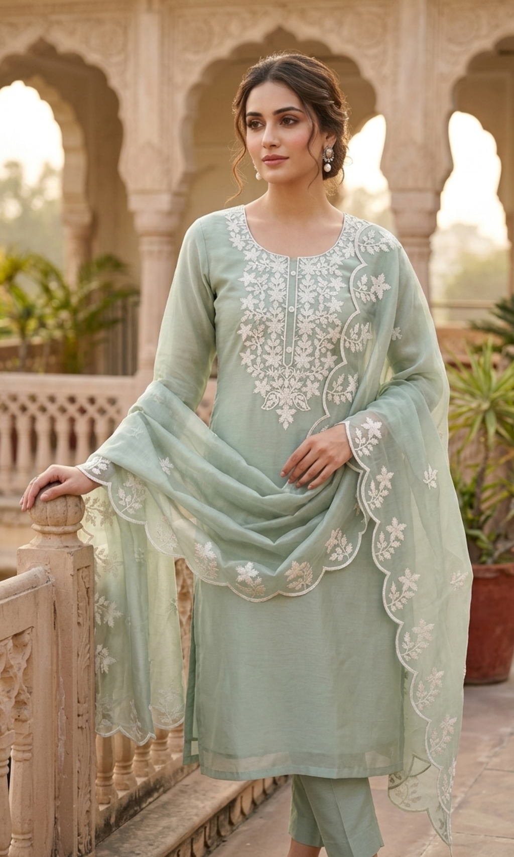 Noor Mint Cotton Suit Set