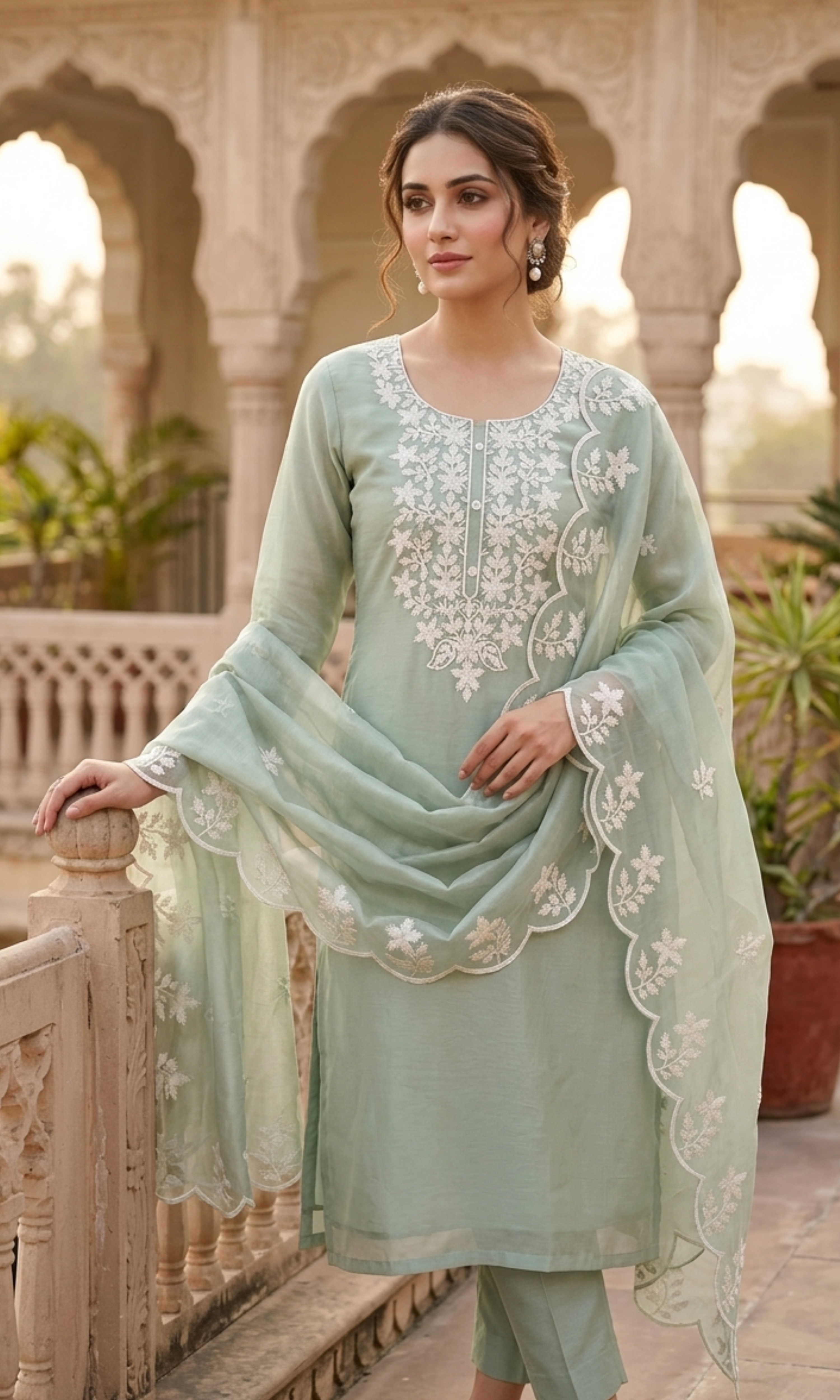 Noor Mint Cotton Suit Set