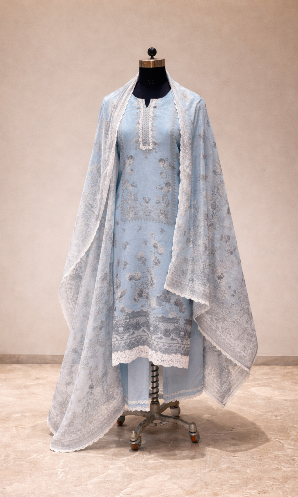 Noor Sky Blue Cotton Suit Set
