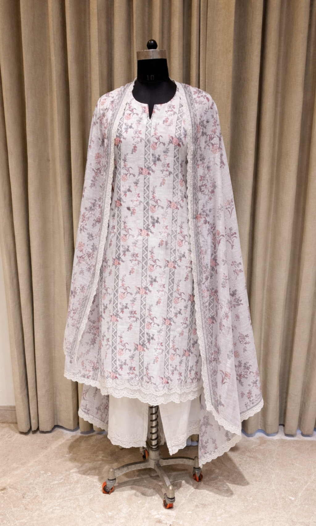 Gulzar Ivory Bloom Cotton Suit Set