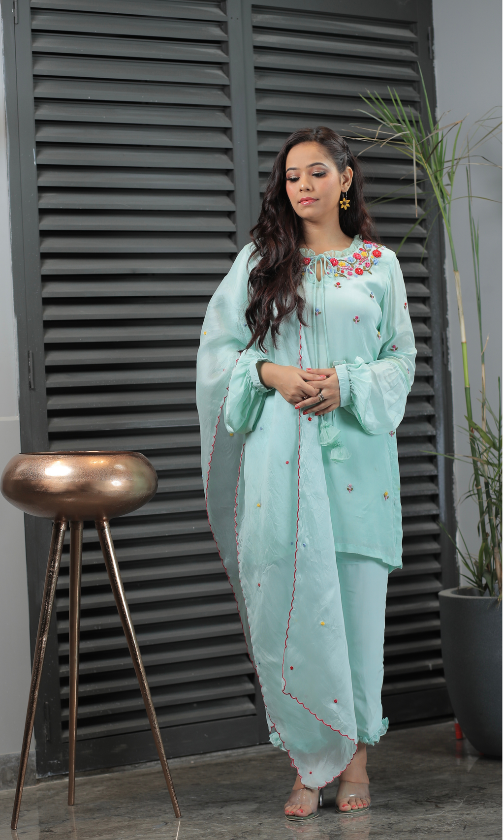 Mint Bloom Kurta Set