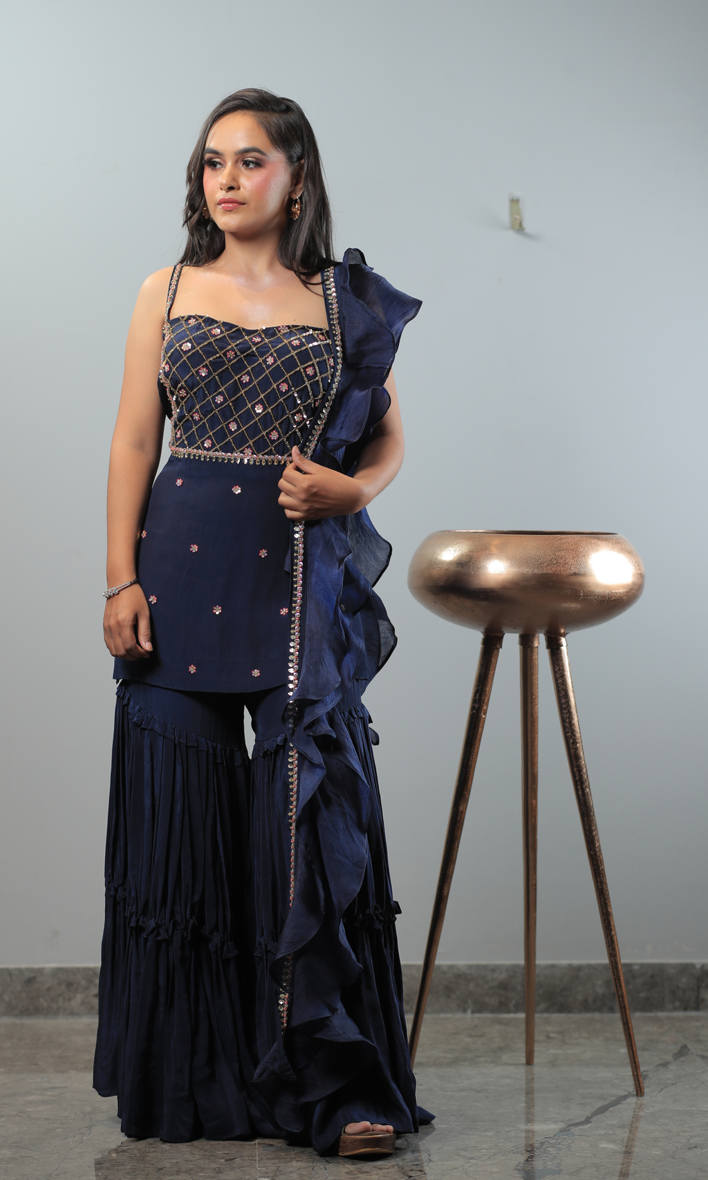 Midnight Noor Sharara Set (25-30 days processing time)