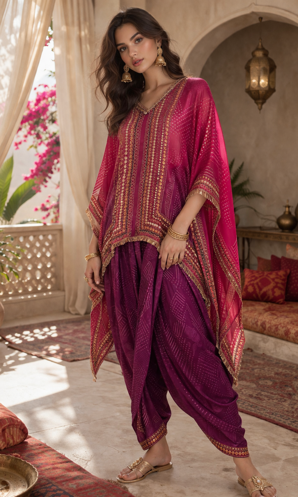Mehfil Magenta Kaftan Set