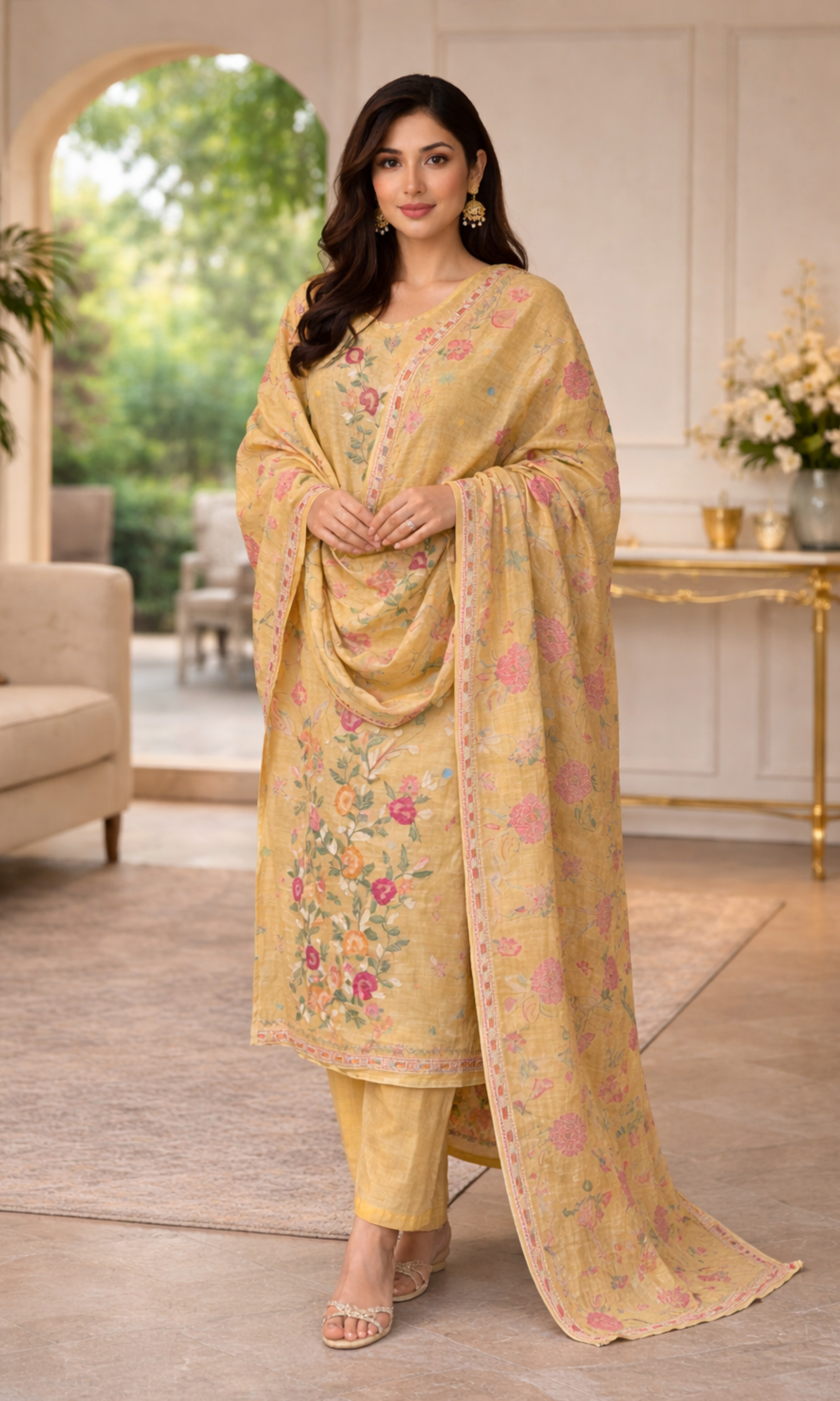 Sunlit Bloom Embroidered Suit Set